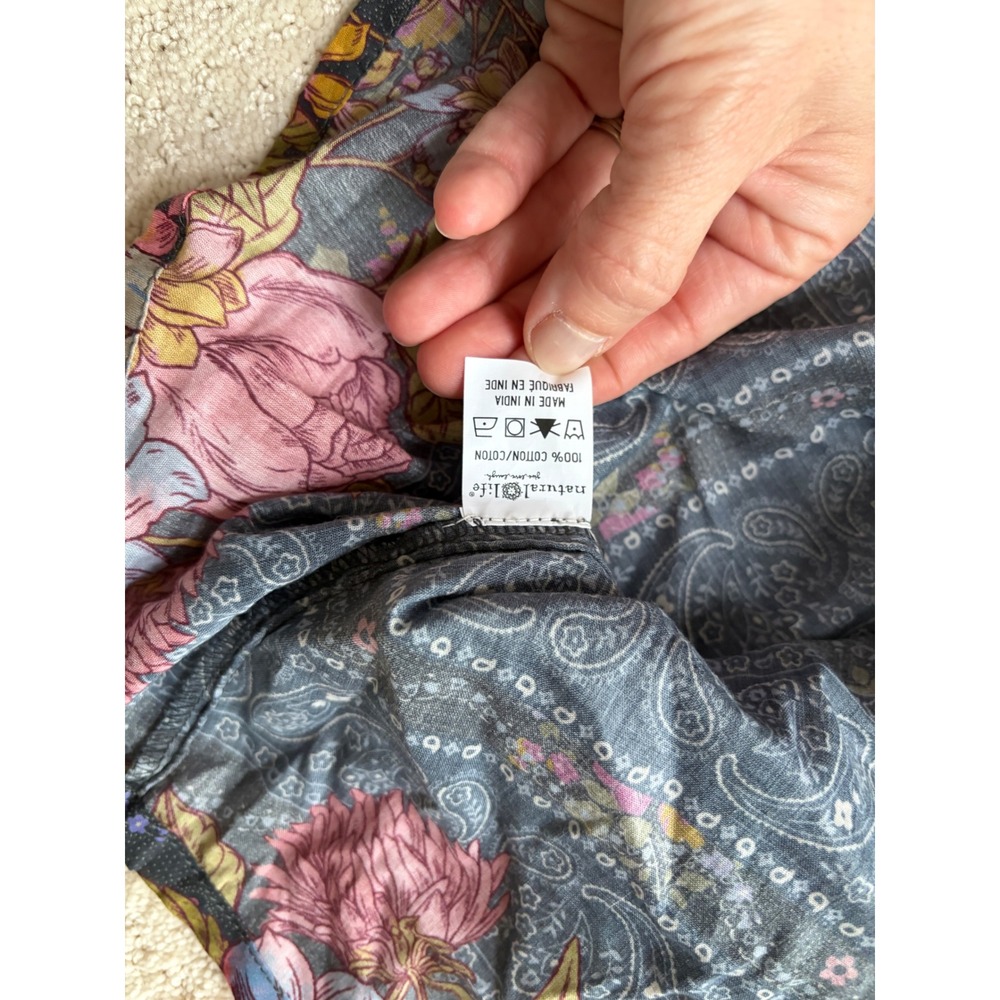 Natural Life Button Down L Floral Paisley 100% Cotton Boho Botanical Whimsigoth - Picture 5 of 6
